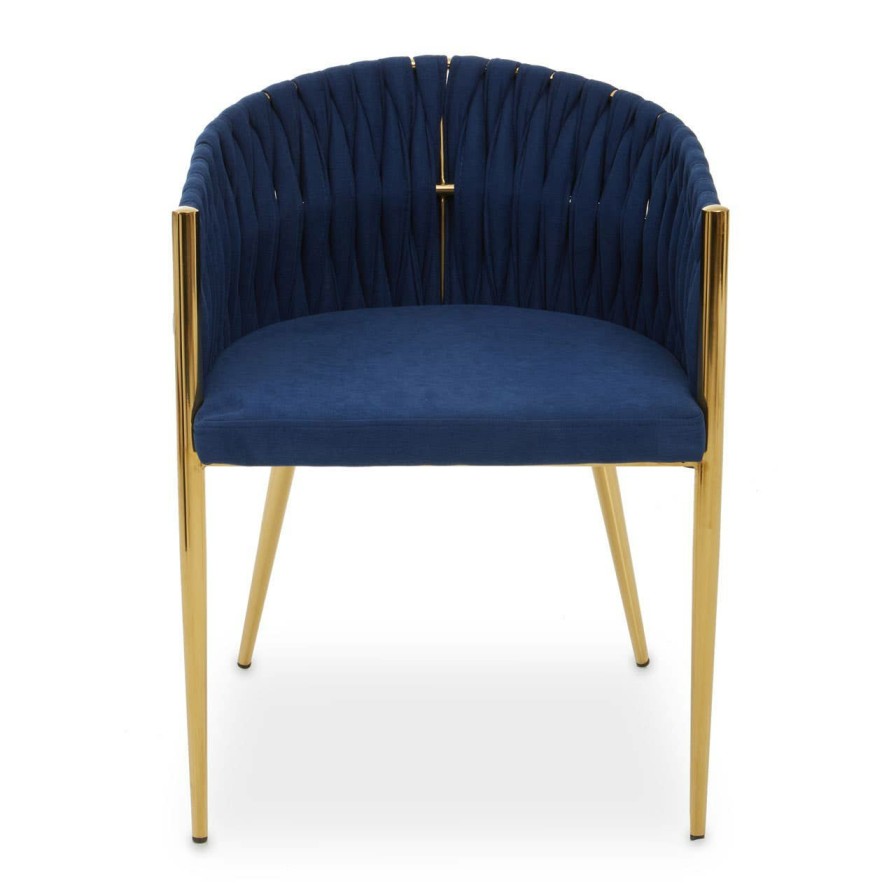 FURNITURE Fifty Five South Seating | Gilden Blue Dining Chair With Woven Back