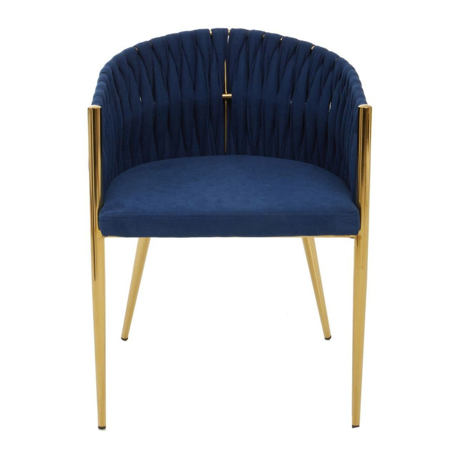 FURNITURE Fifty Five South Seating | Gilden Blue Dining Chair With Woven Back