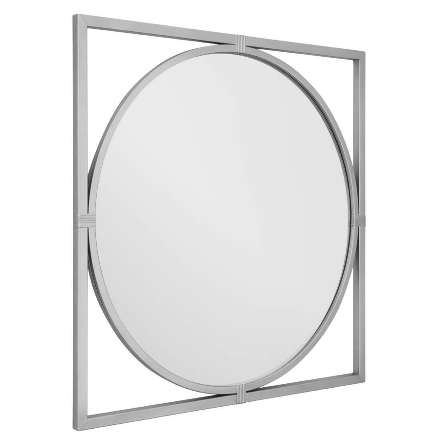 Bathe and Utility Fifty Five South Mirrors | Jair Silver Metal Frame Square Wall Mirror