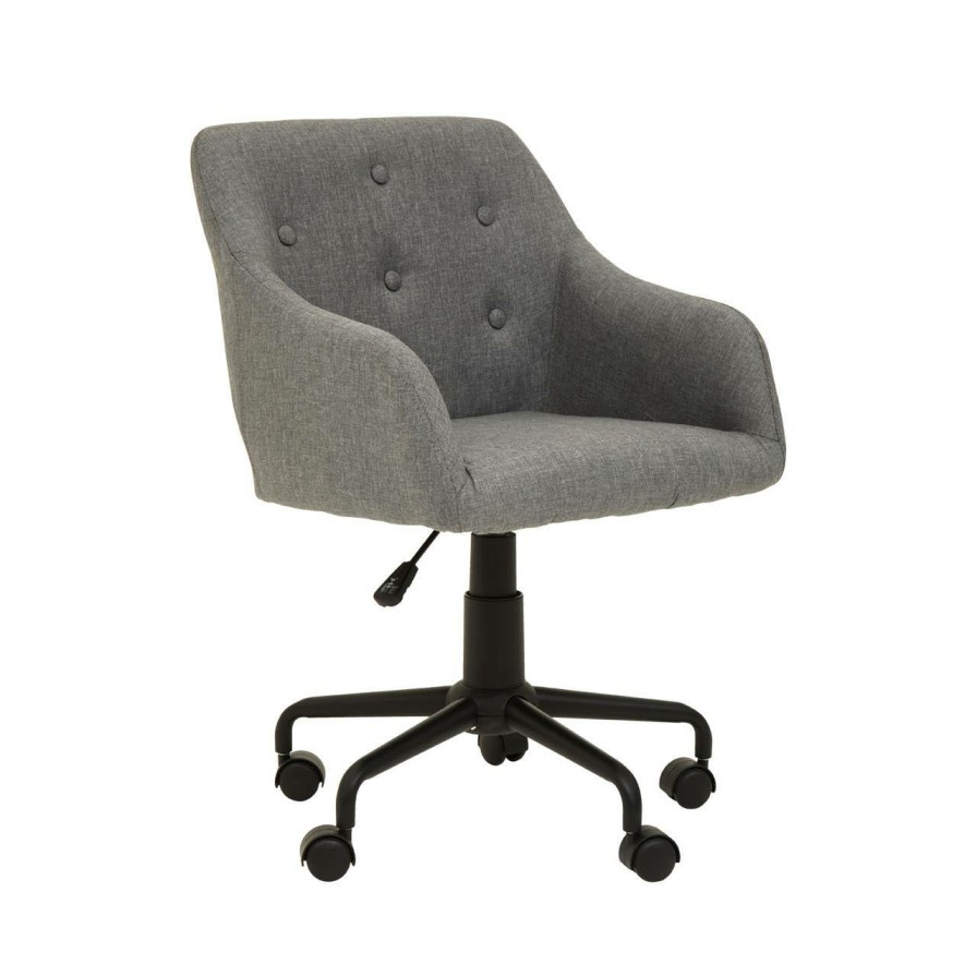 FURNITURE Premier Home Office Chairs | Brent Tufted Grey And Black Home Office Chair