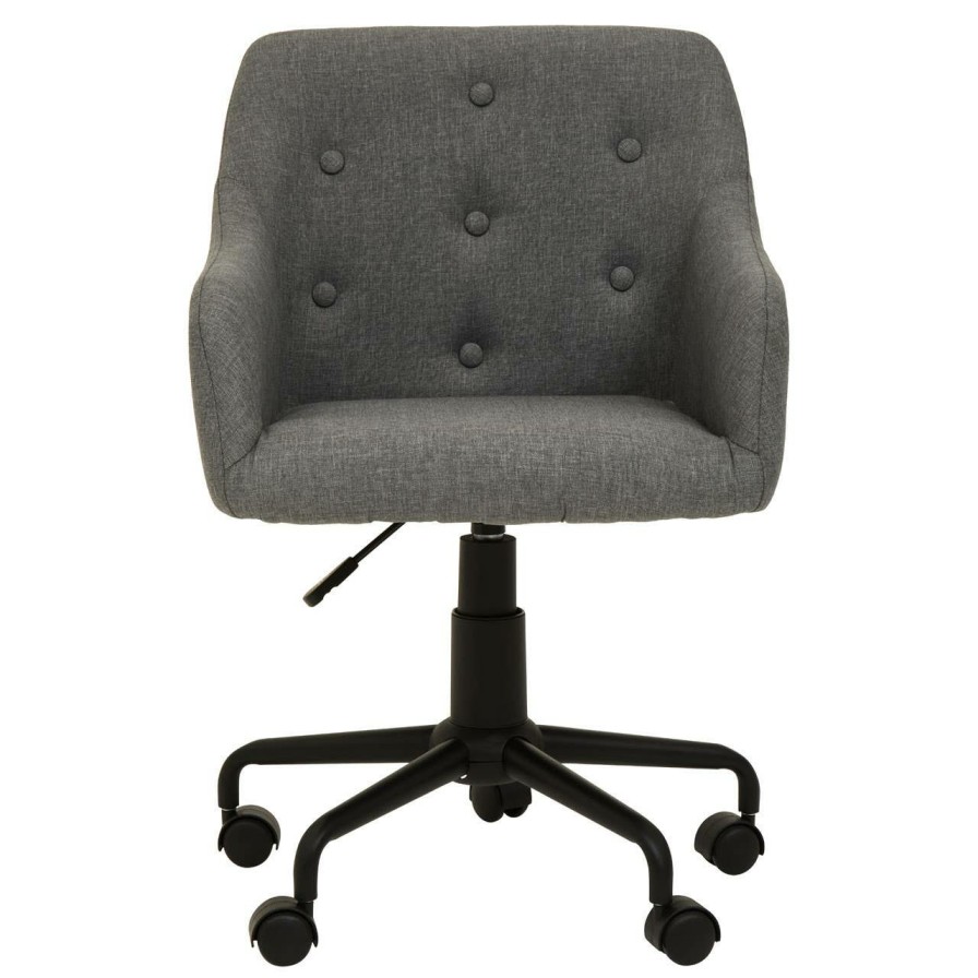 FURNITURE Premier Home Office Chairs | Brent Tufted Grey And Black Home Office Chair