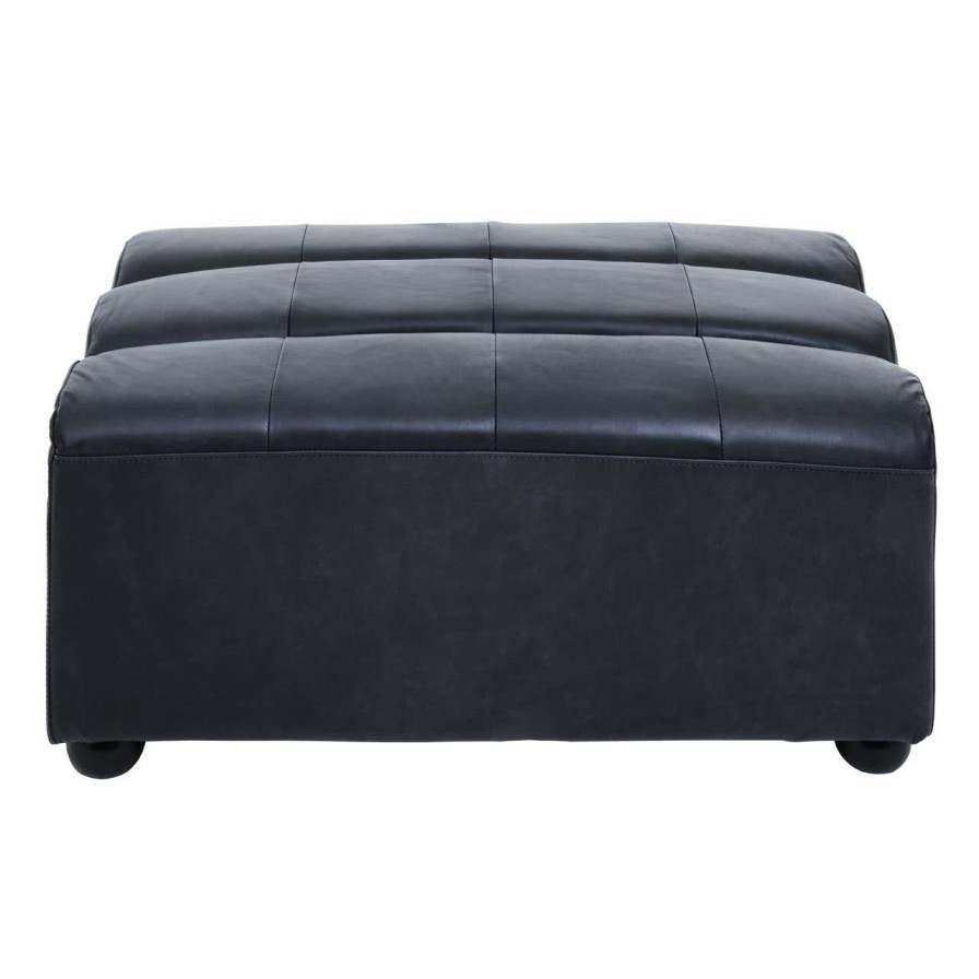 FURNITURE Fifty Five South Seating | King Distressed Slate Leather Ottoman