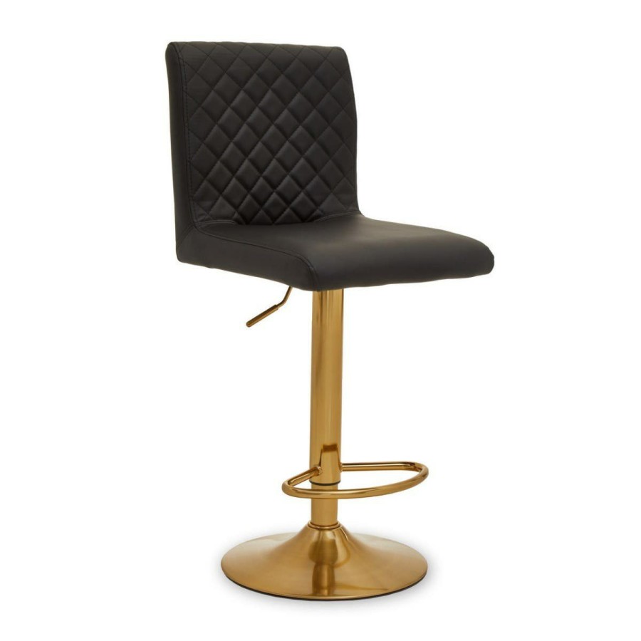 FURNITURE Premier Bar Seating | Baina Black And Gold Bar Stool With Round Base