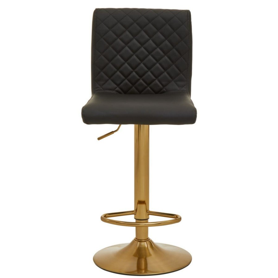 FURNITURE Premier Bar Seating | Baina Black And Gold Bar Stool With Round Base