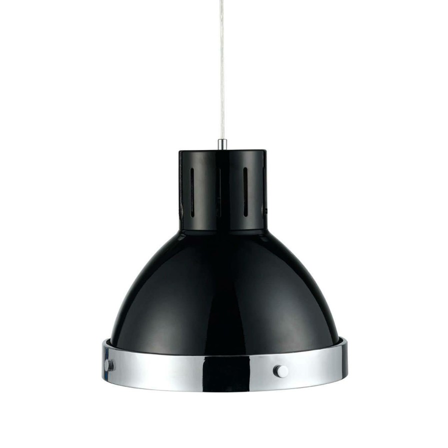 Accessories Premier Decorative Lights | Black And Chrome Bell Shaped Pendant Light