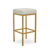 FURNITURE Premier Bar Seating | Baina White Pu And Gold Finish Bar Stool