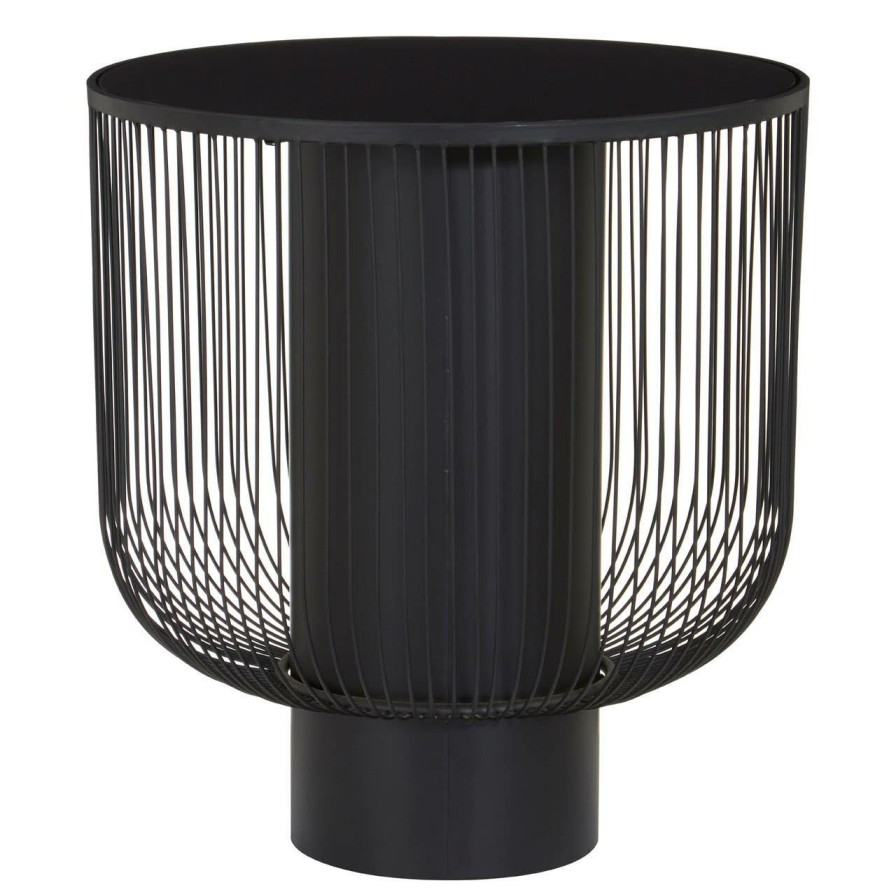 FURNITURE Premier Side Tables | Trento End Table With Black Glass Top