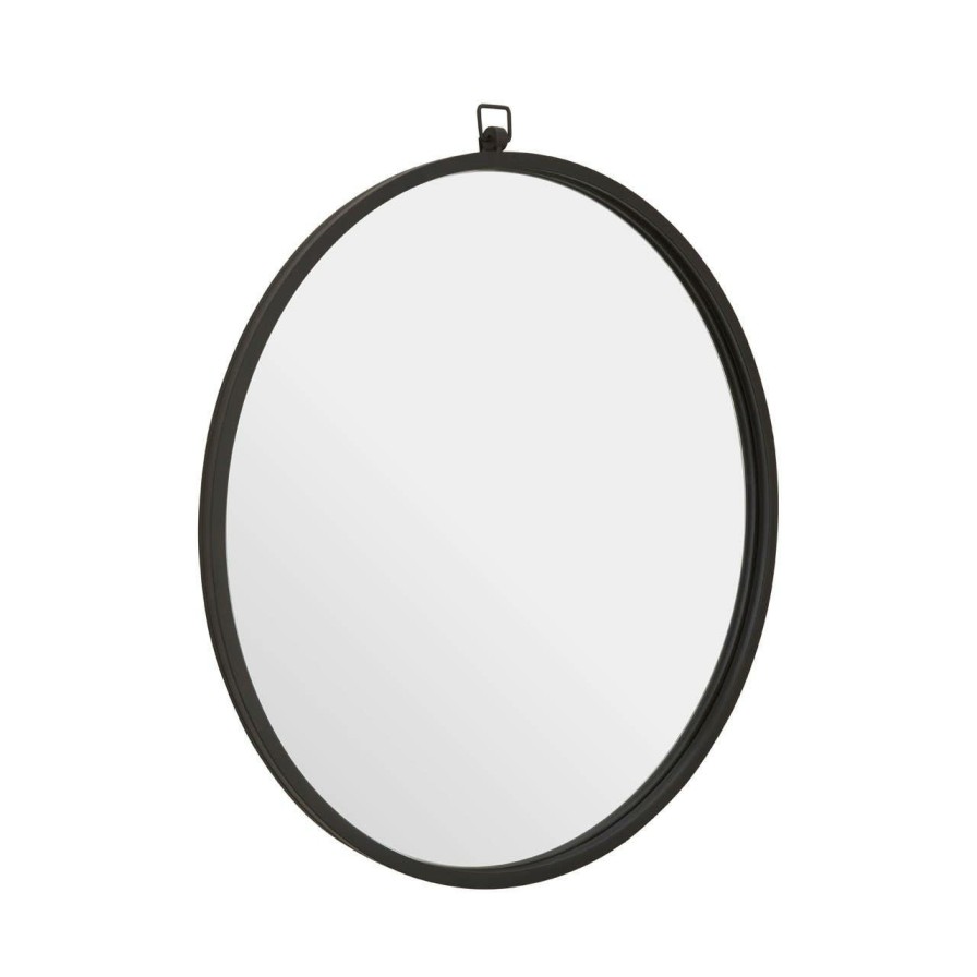 Bathe and Utility Fifty Five South Mirrors | Jacen Black Metal Frame Round Wall Mirror