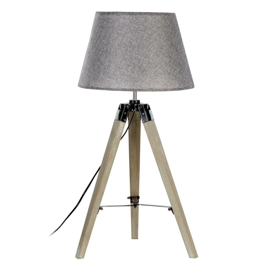 Accessories Premier Table Lamps | Harper Grey Wood Small Tripod Floor Lamp