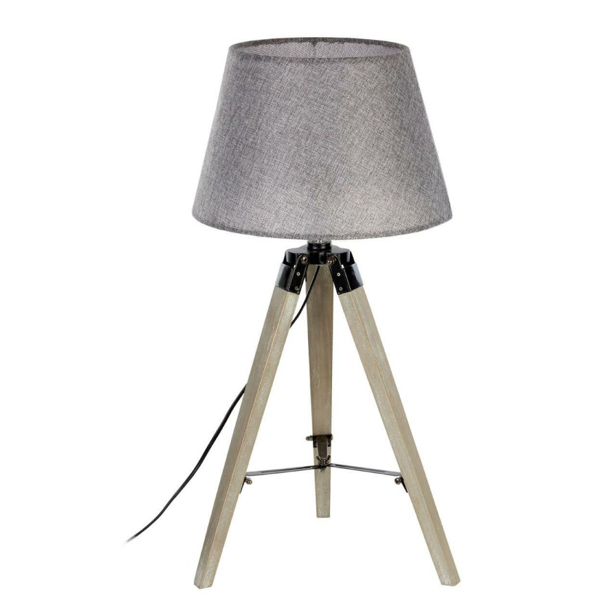 Accessories Premier Table Lamps | Harper Grey Wood Small Tripod Floor Lamp