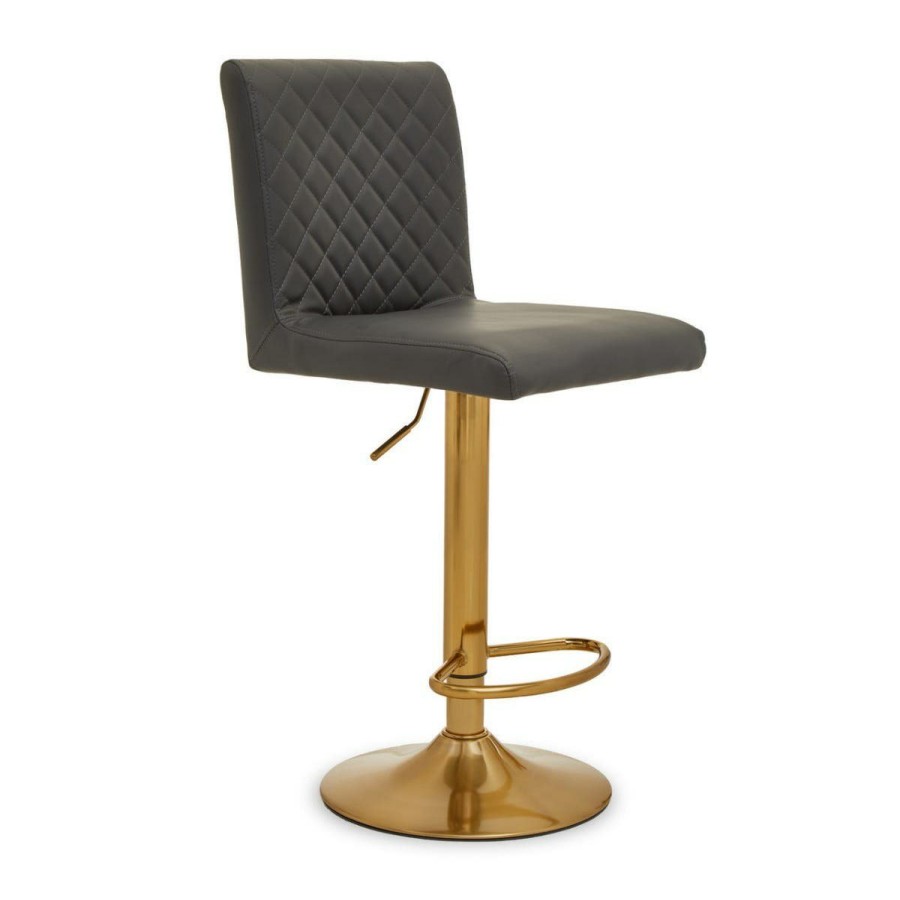 FURNITURE Premier Bar Seating | Baina Dark Grey And Gold Bar Stool With Round Base