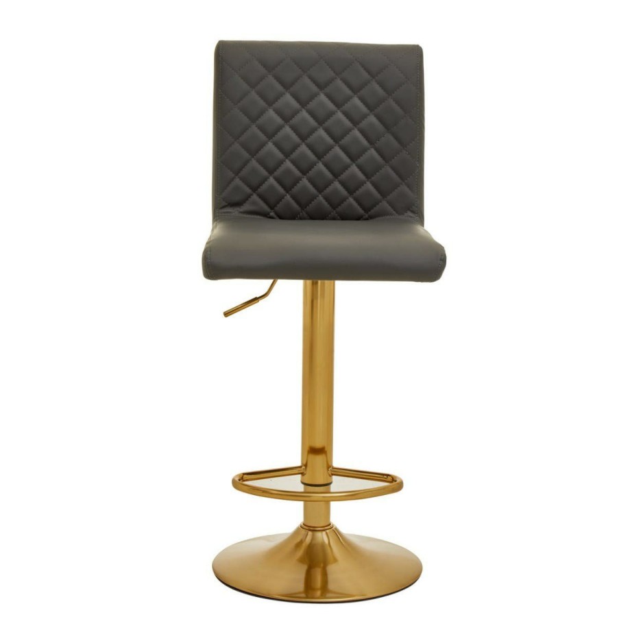 FURNITURE Premier Bar Seating | Baina Dark Grey And Gold Bar Stool With Round Base