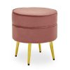 FURNITURE Fifty Five South Seating | Tamra Round Velvet Gold Leg Footstool