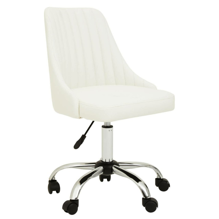 FURNITURE Premier Home Office Chairs | Brent Off White Leather Effect Home Office Chair