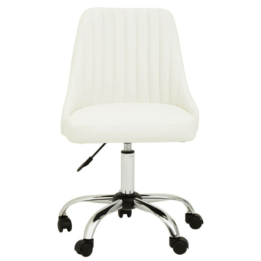 FURNITURE Premier Home Office Chairs | Brent Off White Leather Effect Home Office Chair