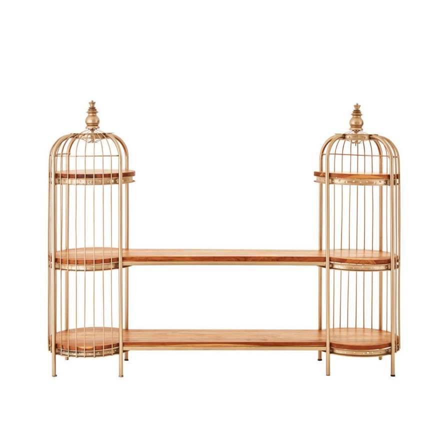 FURNITURE Fifty Five South Storage | Mantis Champagne Gold Finish Birdcage Unit