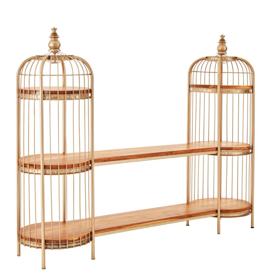 FURNITURE Fifty Five South Storage | Mantis Champagne Gold Finish Birdcage Unit