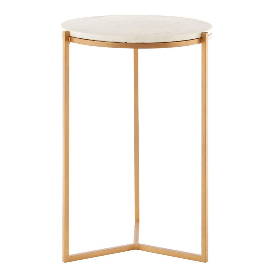 FURNITURE Premier Side Tables | Shalimar Marble And Gold Round Table