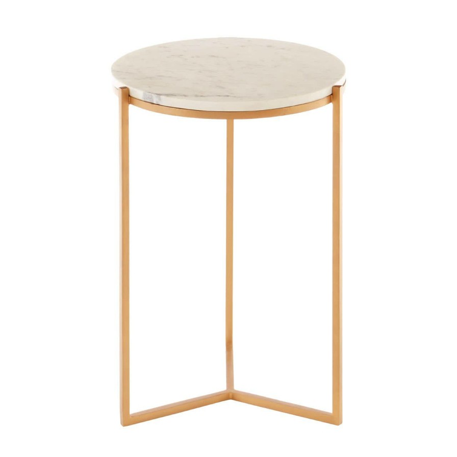 FURNITURE Premier Side Tables | Shalimar Marble And Gold Round Table