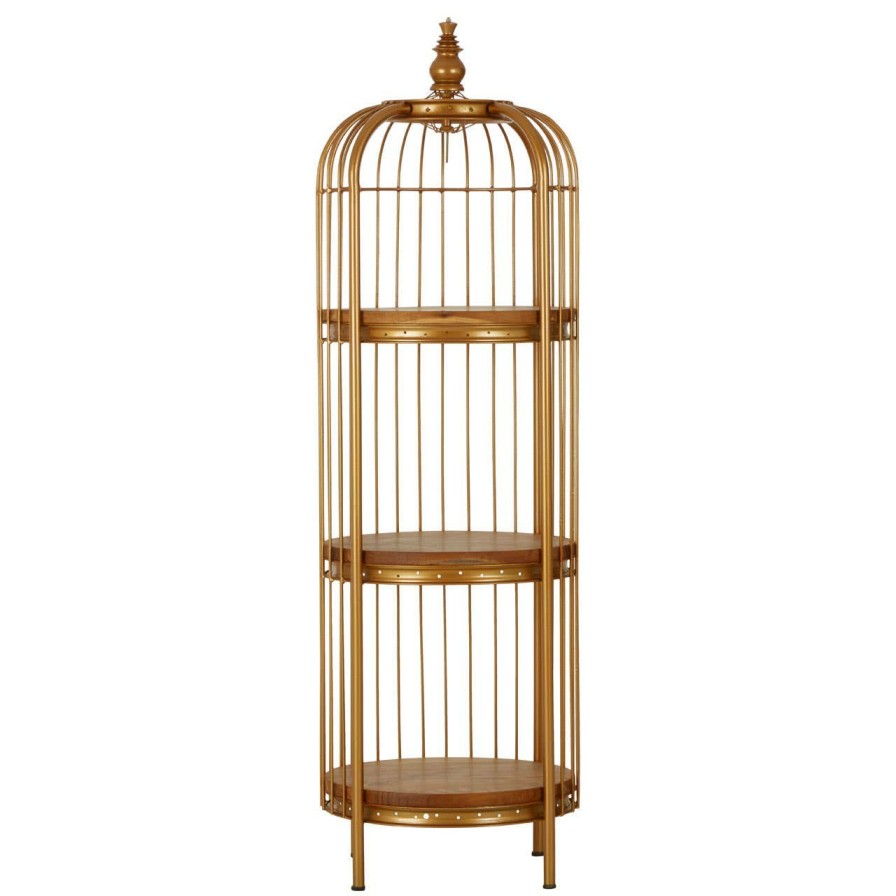 FURNITURE Fifty Five South Storage | Mantis Small Gold Finish Birdcage Unit