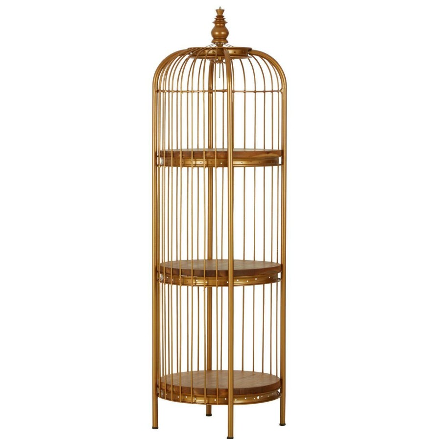 FURNITURE Fifty Five South Storage | Mantis Small Gold Finish Birdcage Unit