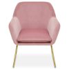 FURNITURE Premier Armchairs | Xander Pink Velvet Bushed Gold Armchair