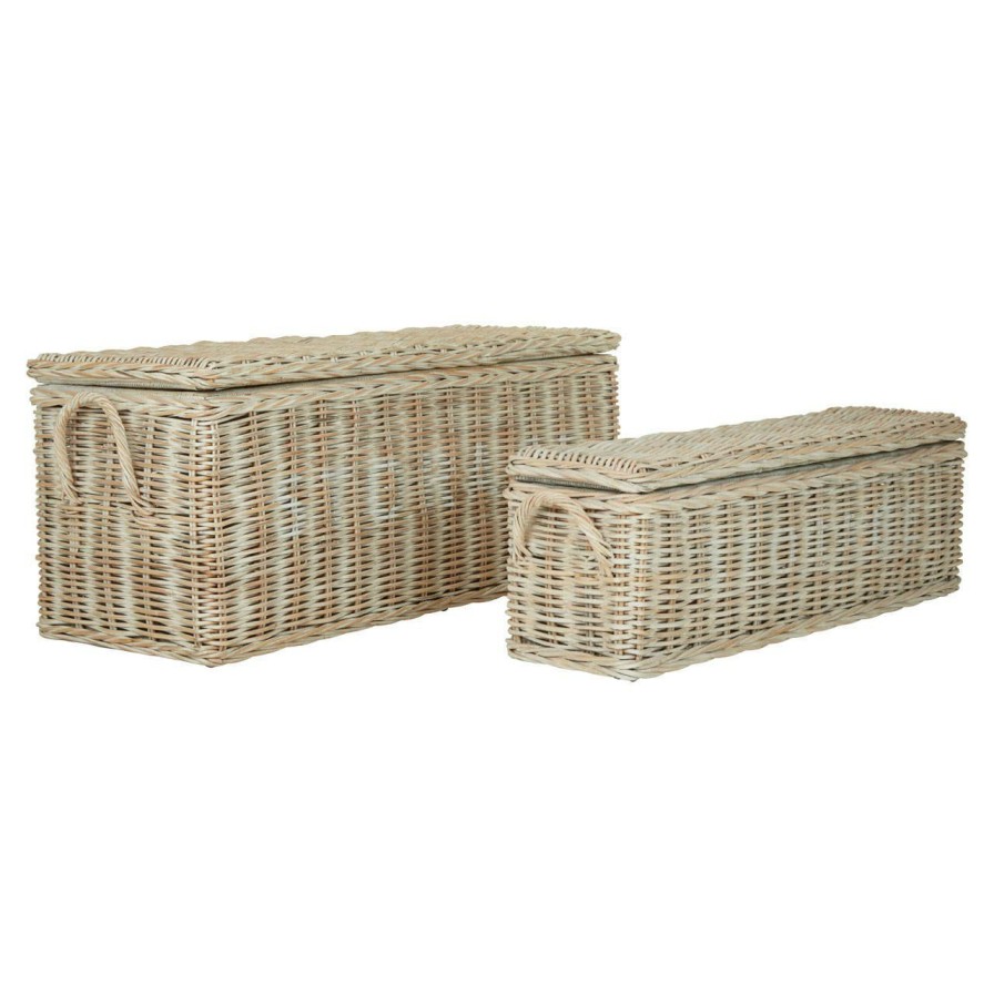 Bathe and Utility Fifty Five South Boxes, Bags and Baskets | Argento Natural Rattan White Storage Boxes