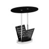 FURNITURE Premier Side Tables | Black Glass Magazine Table