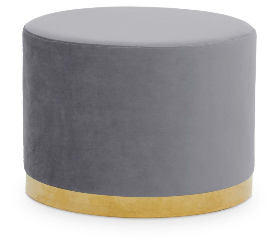 FURNITURE Fifty Five South Stools | Hagen Grey And Gold Round Stool