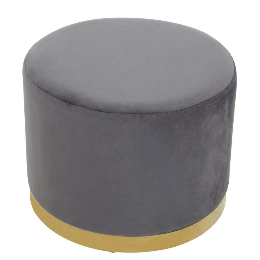 FURNITURE Fifty Five South Stools | Hagen Grey And Gold Round Stool