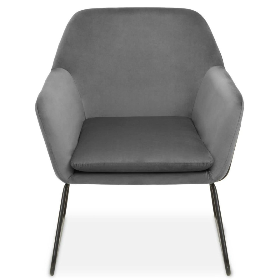 FURNITURE Premier Armchairs | Xander Grey Velvet Black Frame Armchair