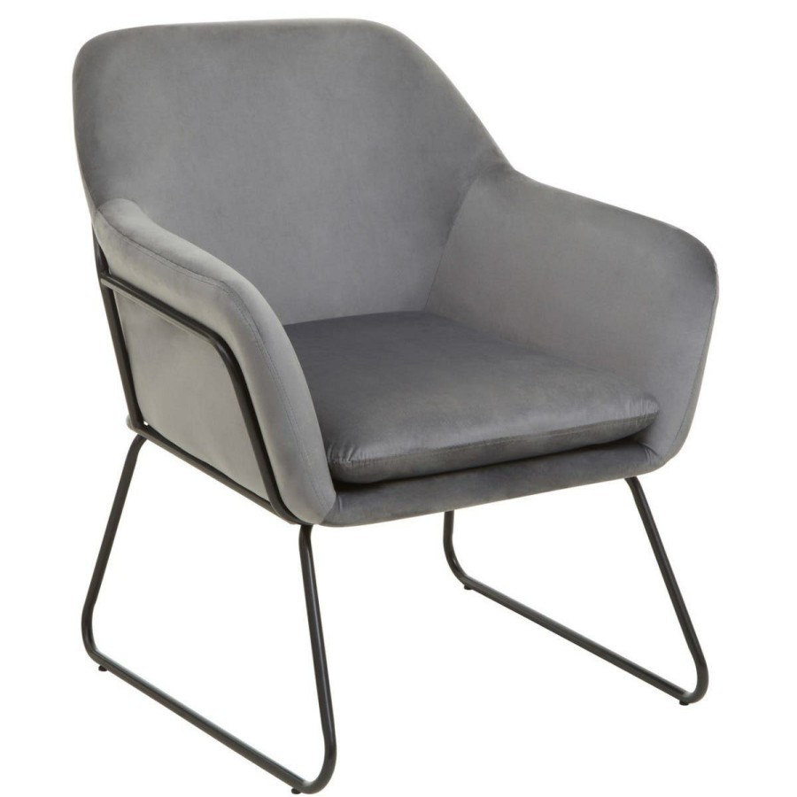 FURNITURE Premier Armchairs | Xander Grey Velvet Black Frame Armchair