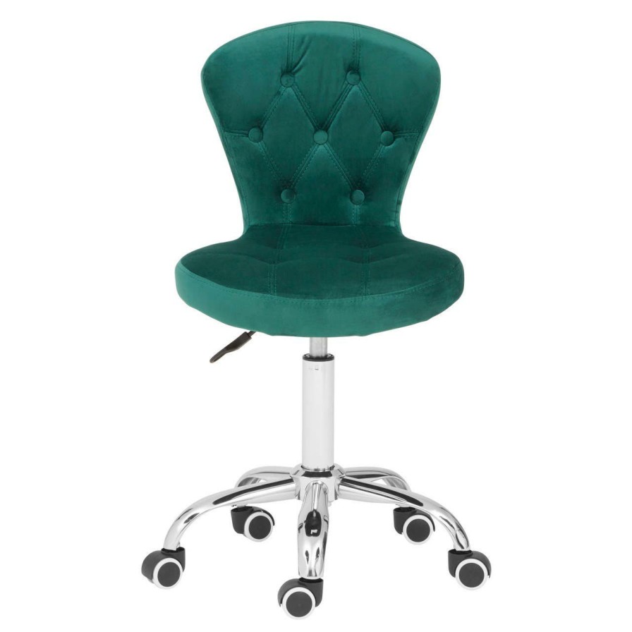 FURNITURE Premier Seating | Green Velvet Buttoned Home Office Chair