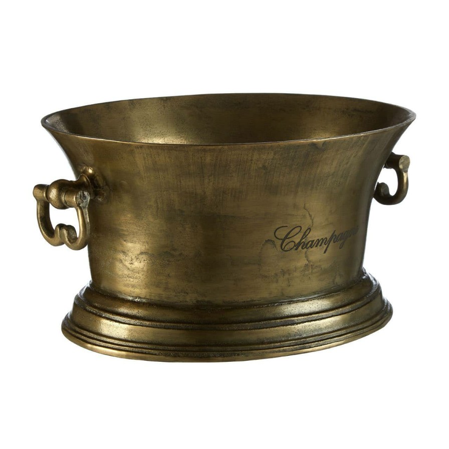 Kitchen and Dining Fifty Five South Champagne and Wine Coolers | Rustic Antique Brass Champagne Bucket