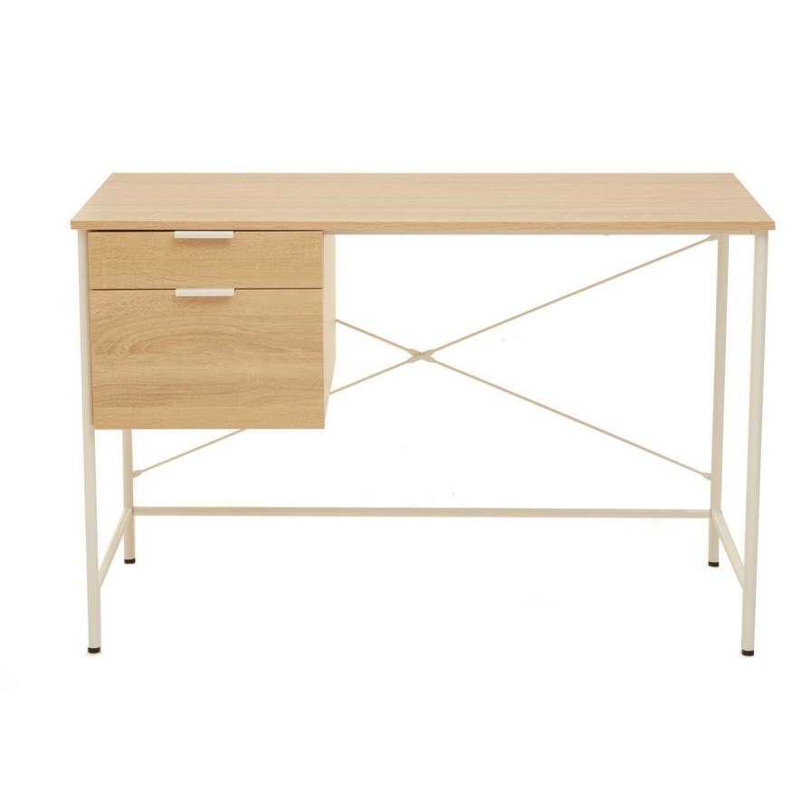 FURNITURE Premier Desks | Bradbury Natural Oak Veneer Desk With Drawers