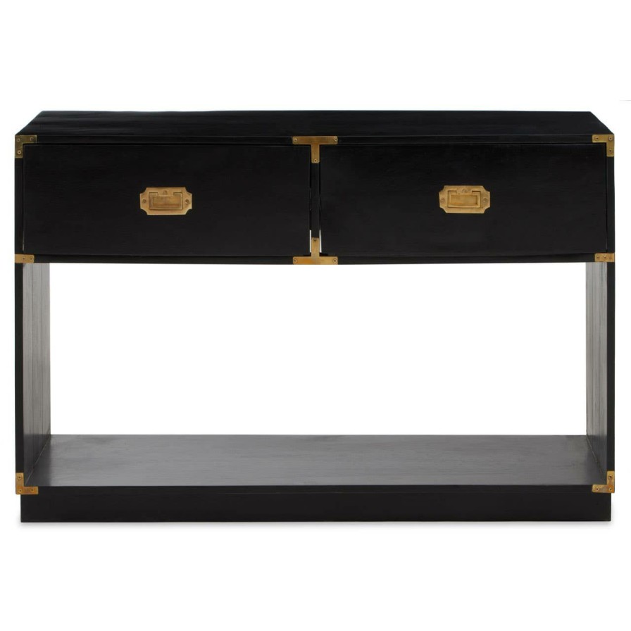 FURNITURE Fifty Five South Console Tables | Sarter Two Drawer Black Mango Wood Console Table