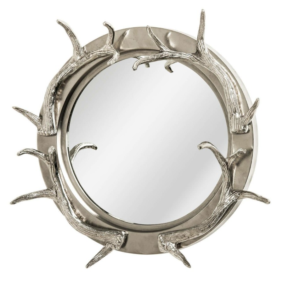 Bathe and Utility Fifty Five South Mirrors | Antler Steel And Nickel Finish Wall Mirror