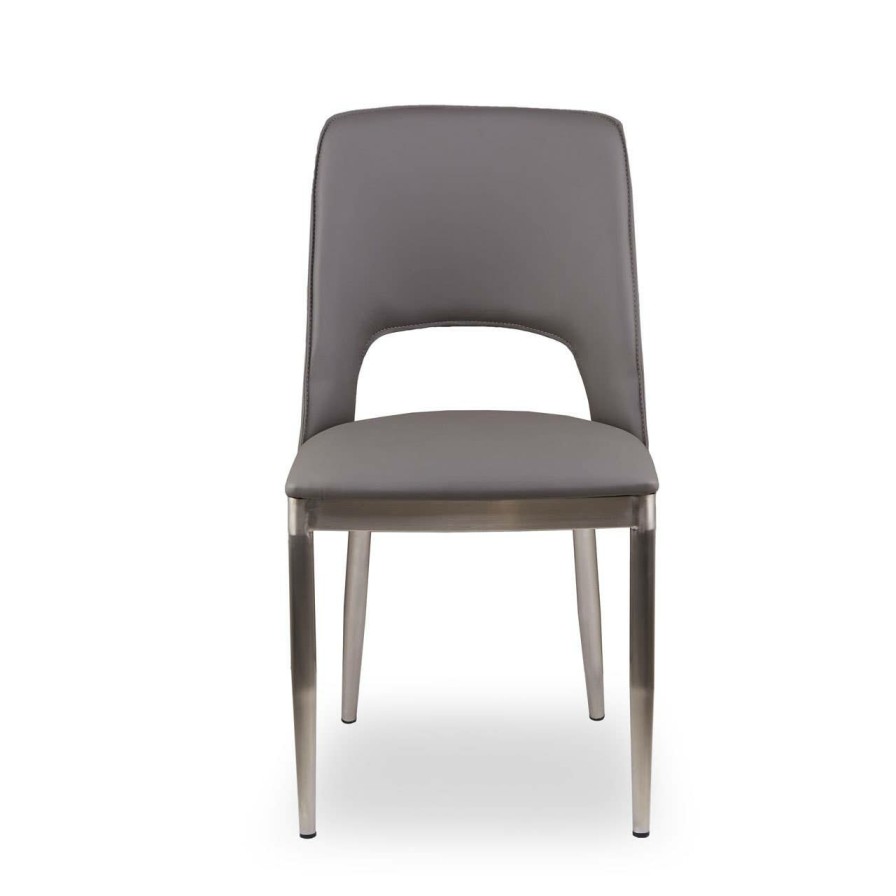 FURNITURE Fifty Five South Seating | Gilden Grey Leather Effect Dining Chair