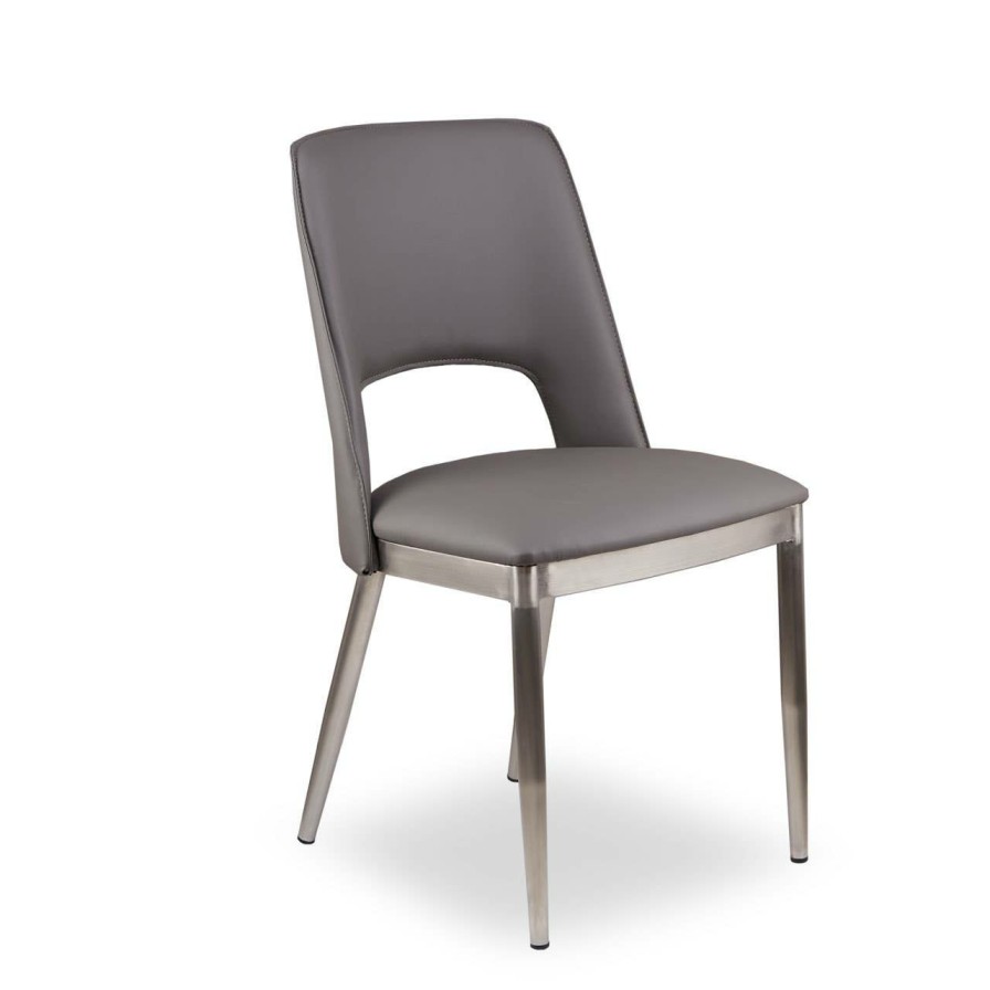 FURNITURE Fifty Five South Seating | Gilden Grey Leather Effect Dining Chair