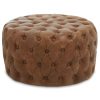 FURNITURE Fifty Five South Seating | Hoxton Tufted Leather Round Ottoman