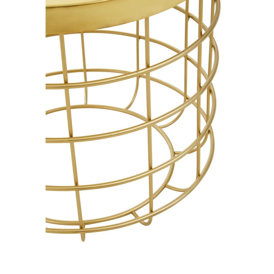 FURNITURE Fifty Five South Side Tables | Pali Gold Finish Side Table With Caged Base