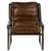 FURNITURE Fifty Five South Lounge Chairs | Hoxton Brown Leather Sledge Base Lounge Chair