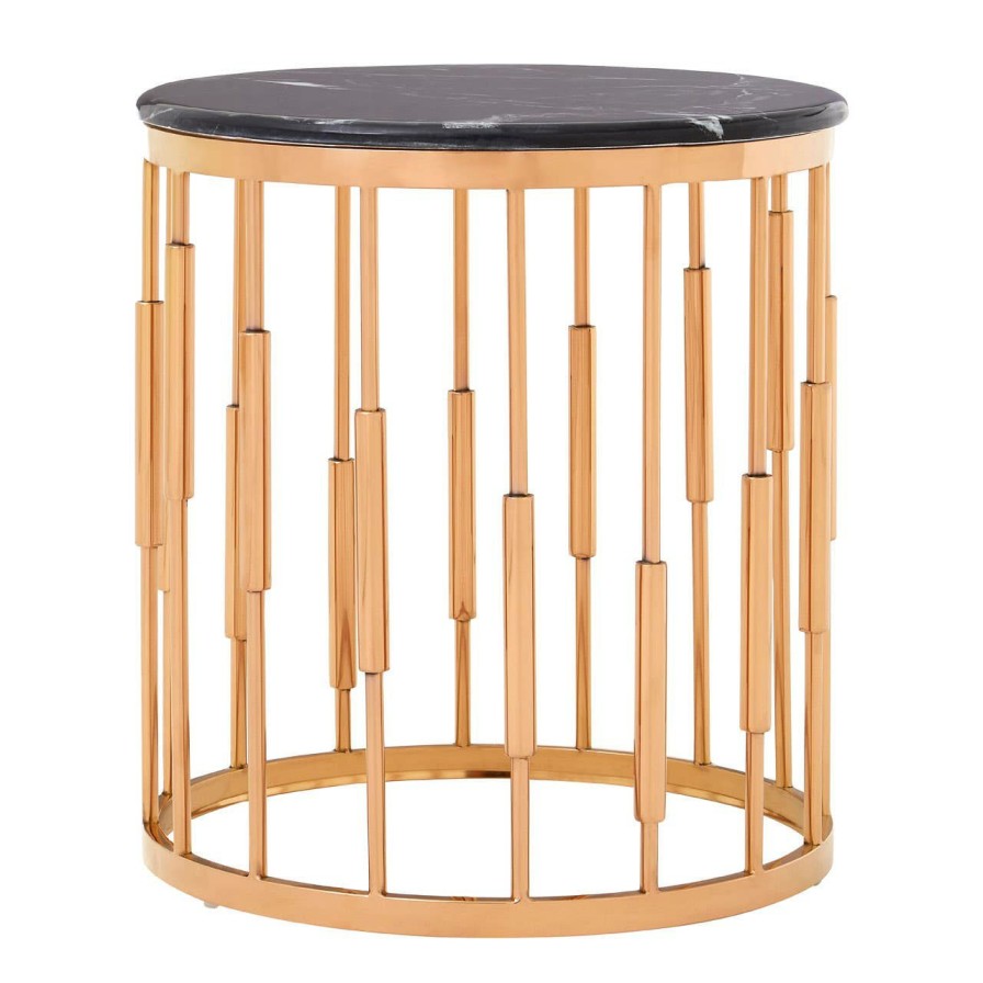 FURNITURE Fifty Five South Side Tables | Alvaro Round Copper Finish Side Table