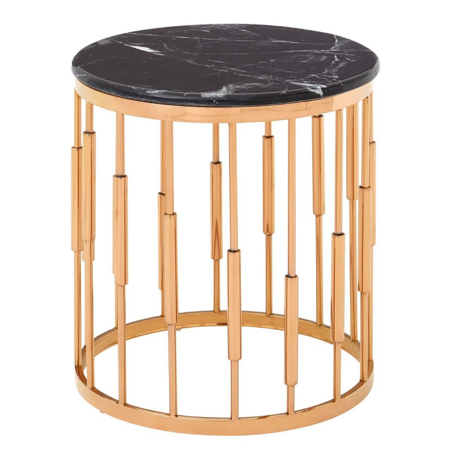 FURNITURE Fifty Five South Side Tables | Alvaro Round Copper Finish Side Table