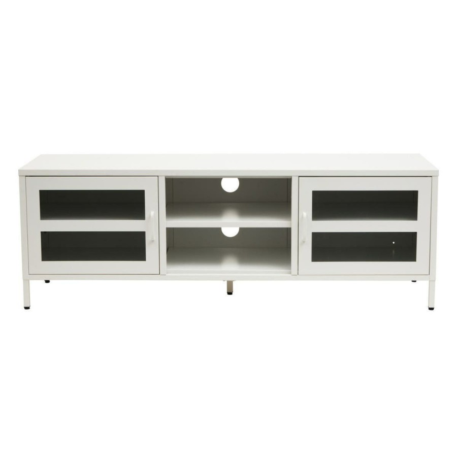 FURNITURE Premier Media and TV Units | Acier Two Door White Media Unit