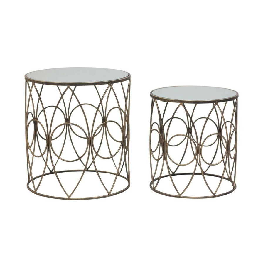 FURNITURE Premier Side Tables | Set Of Two Avantis Antique Frame Round Tables