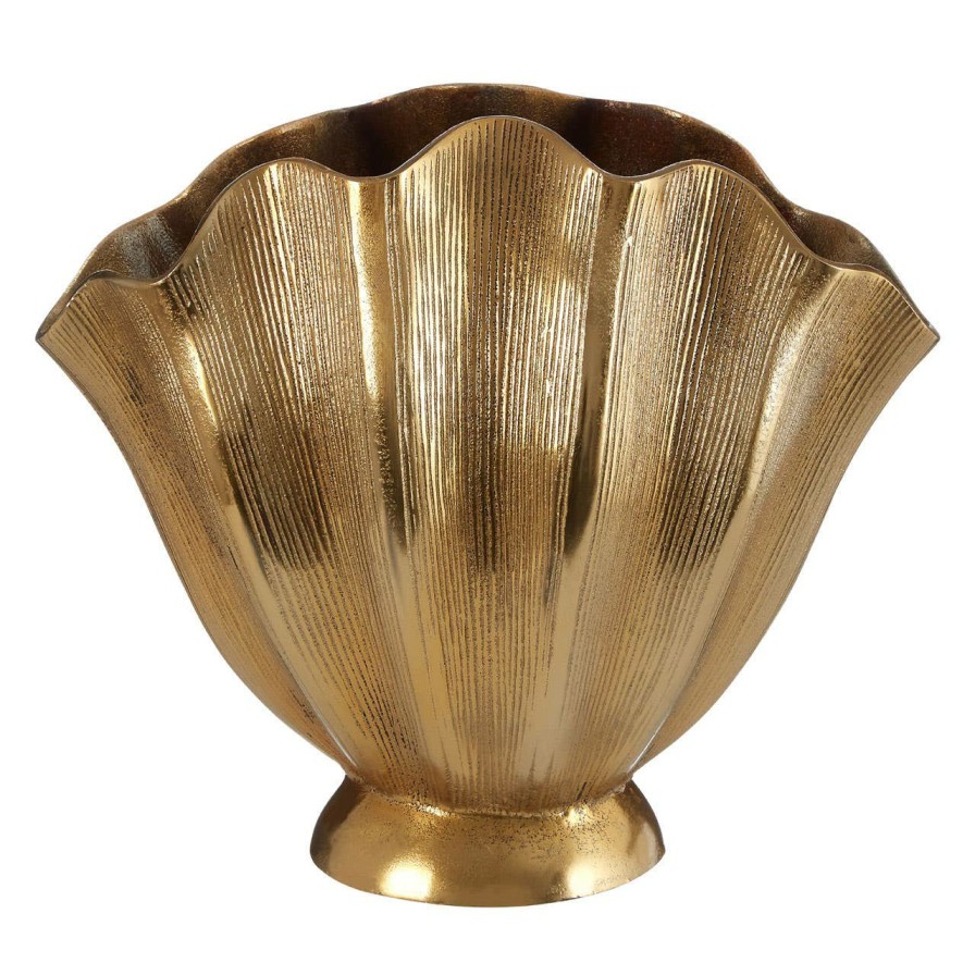 Accessories Fifty Five South Vases, Planters and Plant Stands | Estrella Small Gold Finish Vase