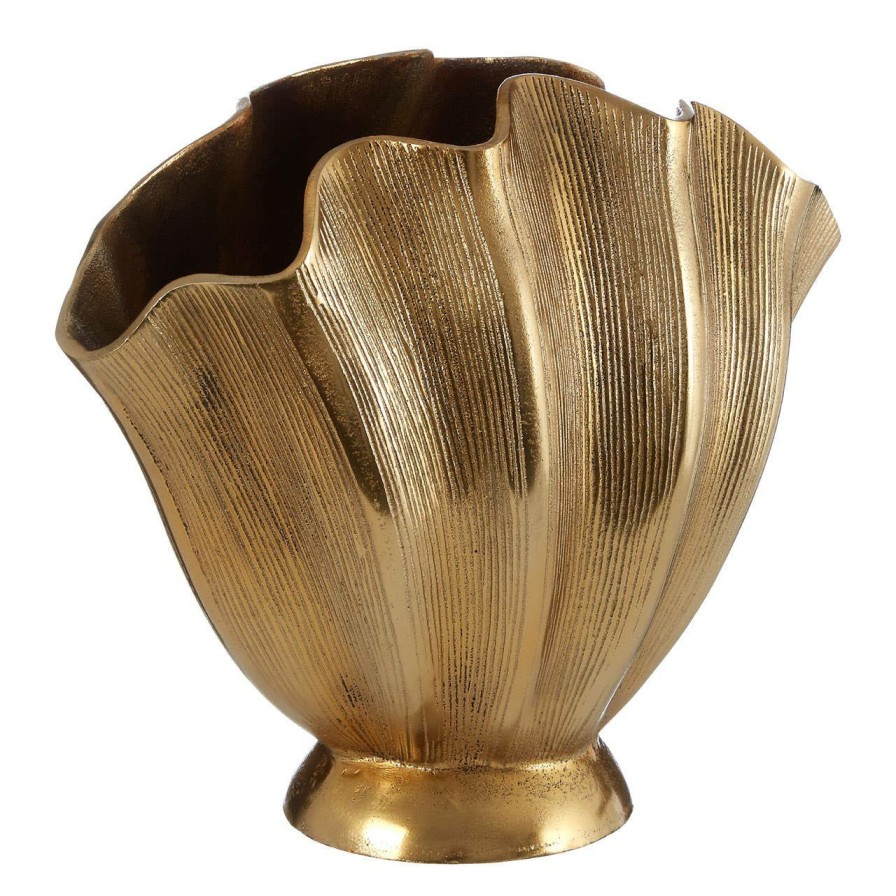 Accessories Fifty Five South Vases, Planters and Plant Stands | Estrella Small Gold Finish Vase