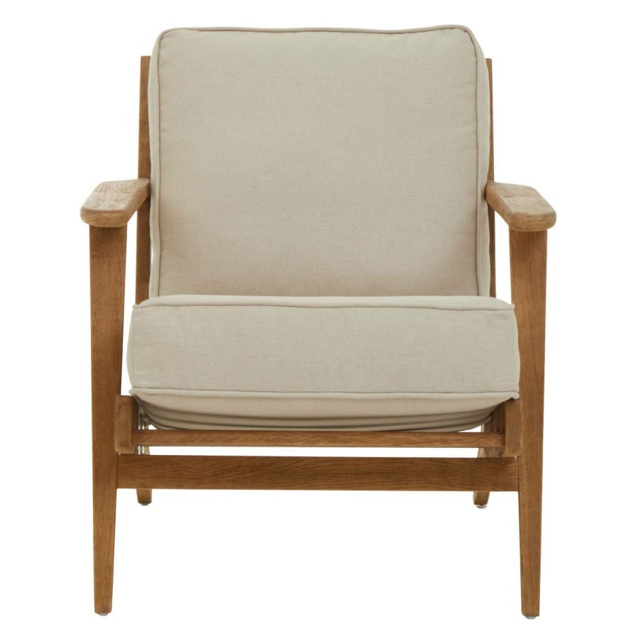 FURNITURE Fifty Five South Armchairs | Hector Natural Linen And Oak Armchair