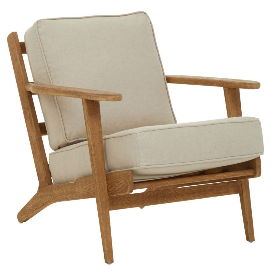 FURNITURE Fifty Five South Armchairs | Hector Natural Linen And Oak Armchair